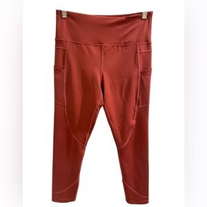 Zyia Active Brown High-Waist Leggings with Seam Details SZ 8-10 EUC